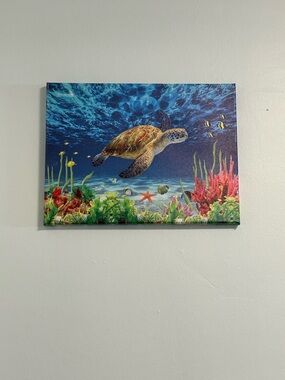 Canvas Sea Turtle Wall Art For Bathroom 12x16